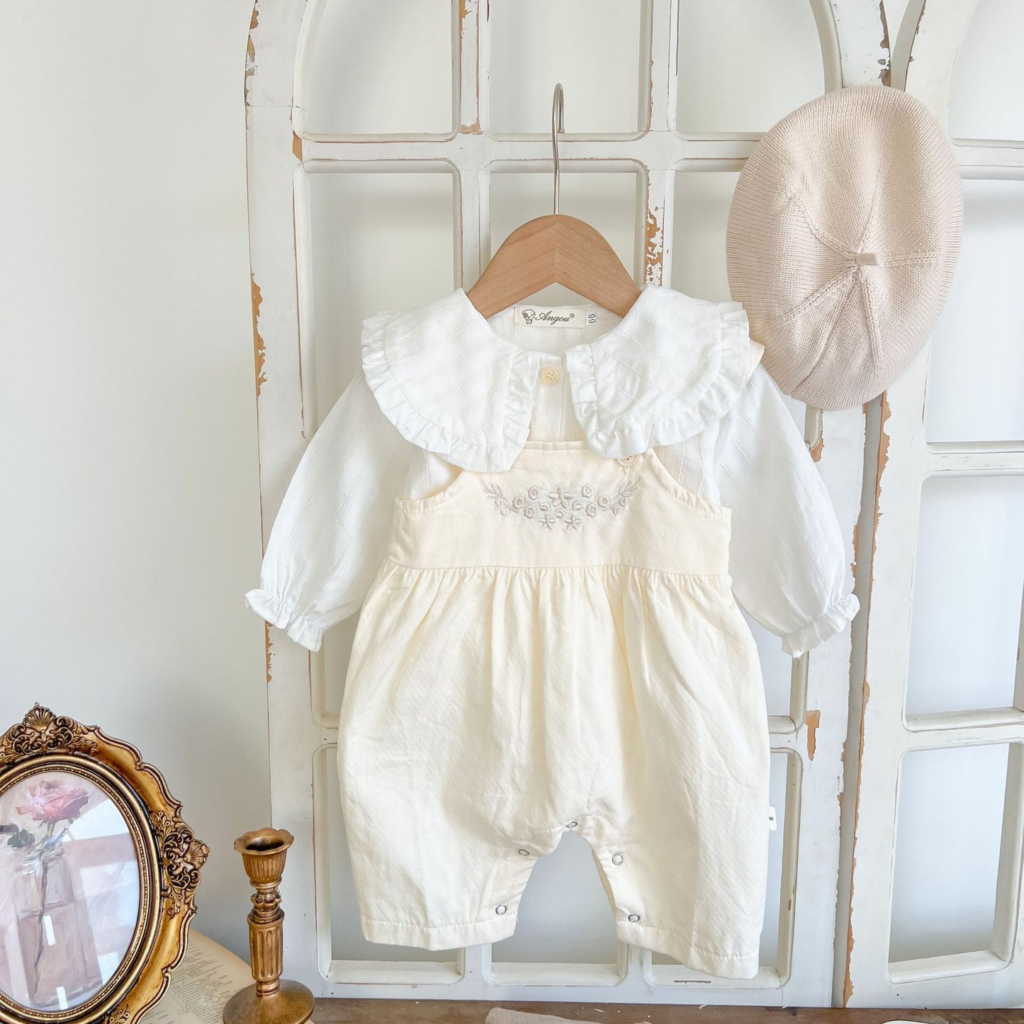 Baby Girl's Adjustable Suspender Romper