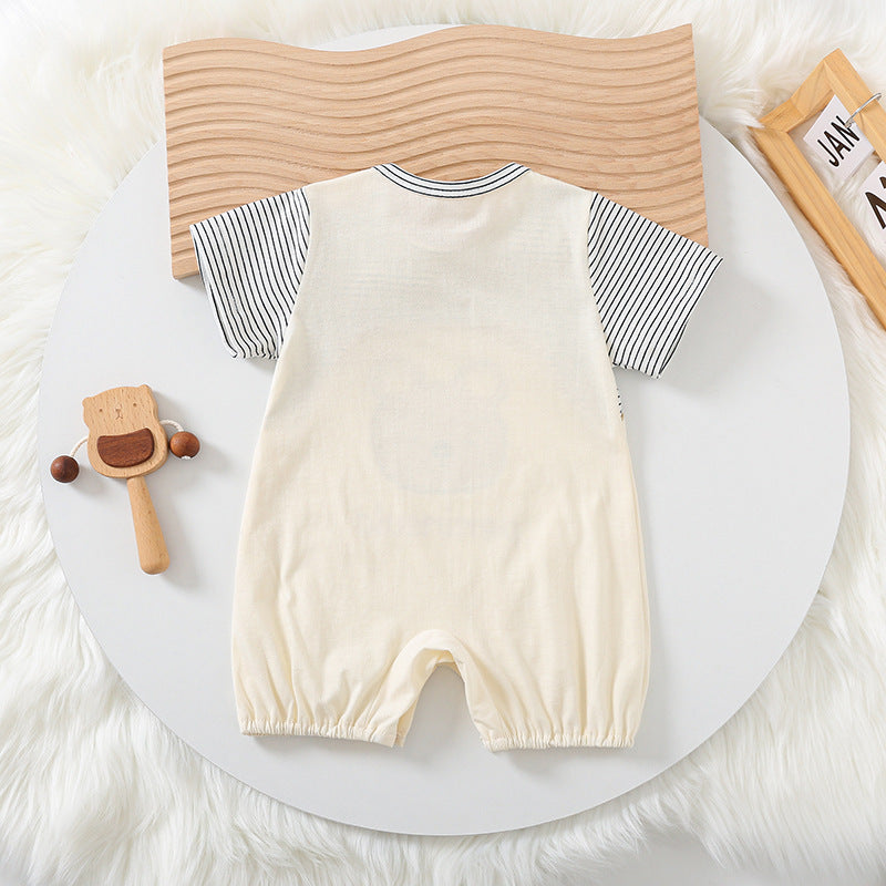 Cartoon Bear Print Short-Sleeve Baby Romper