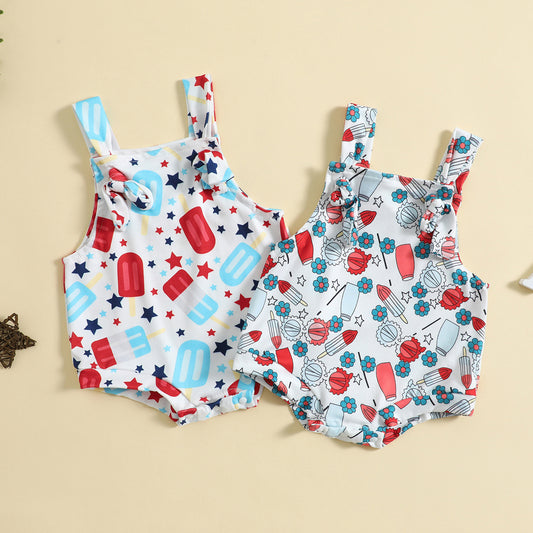 Summer Romper – Knotted Strap Print