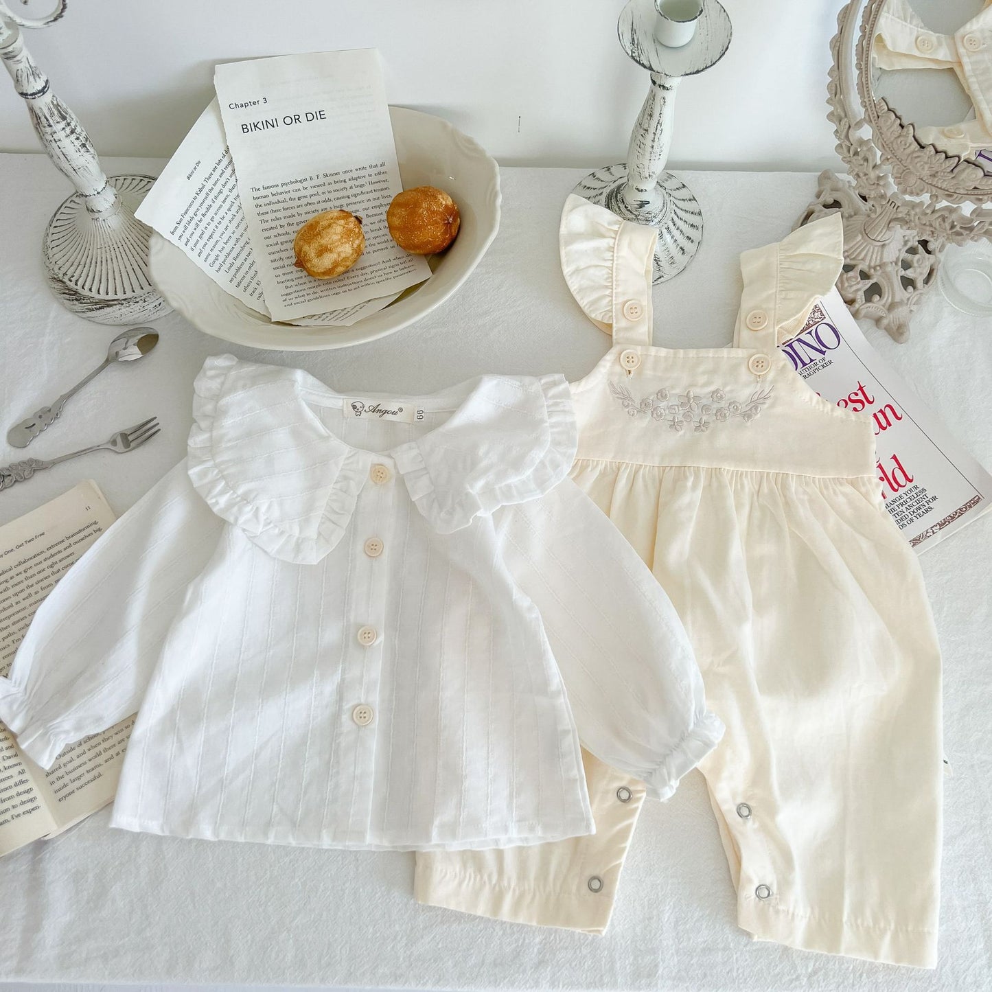 Baby Girl's Adjustable Suspender Romper