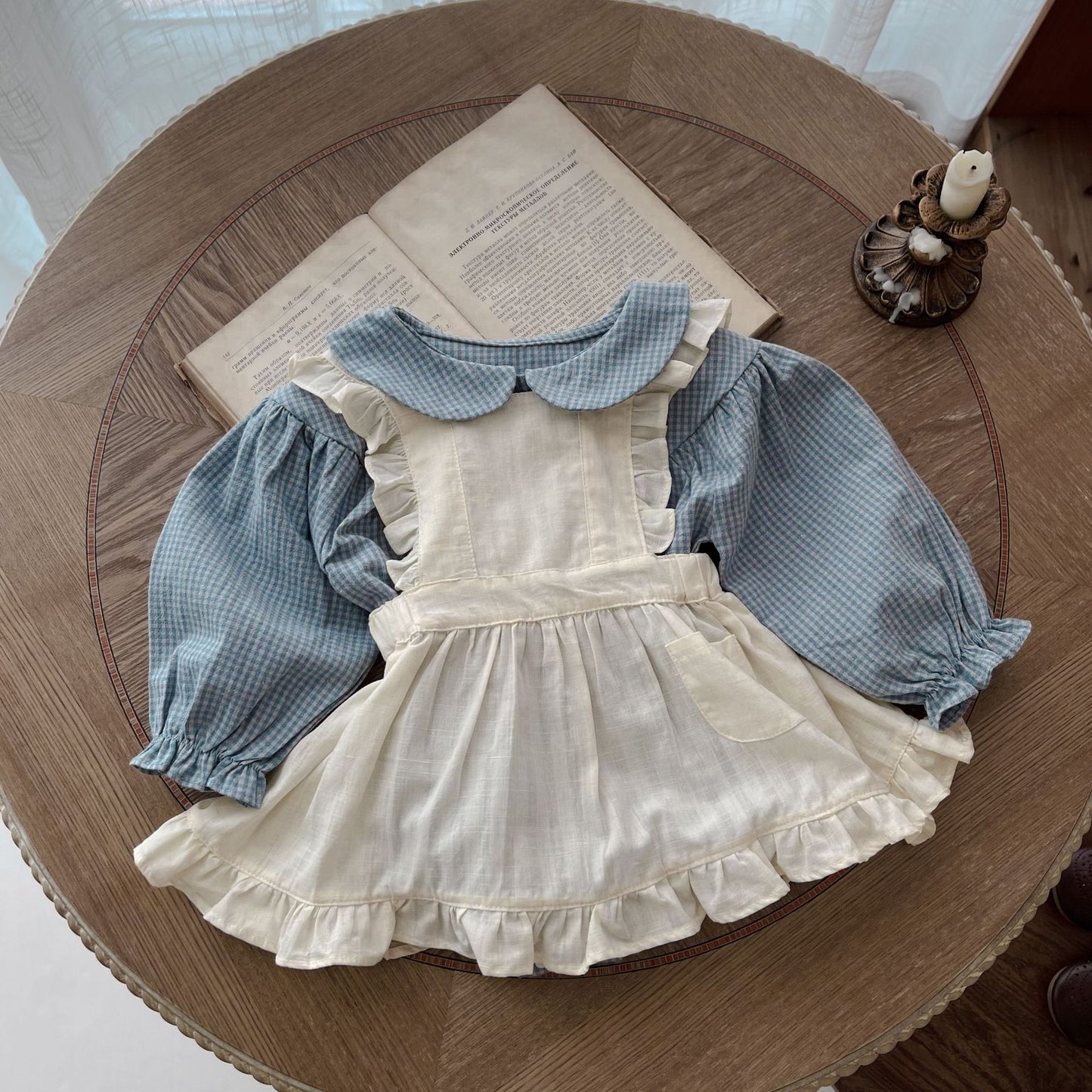 Infant Plaid Romper & Overskirt Set