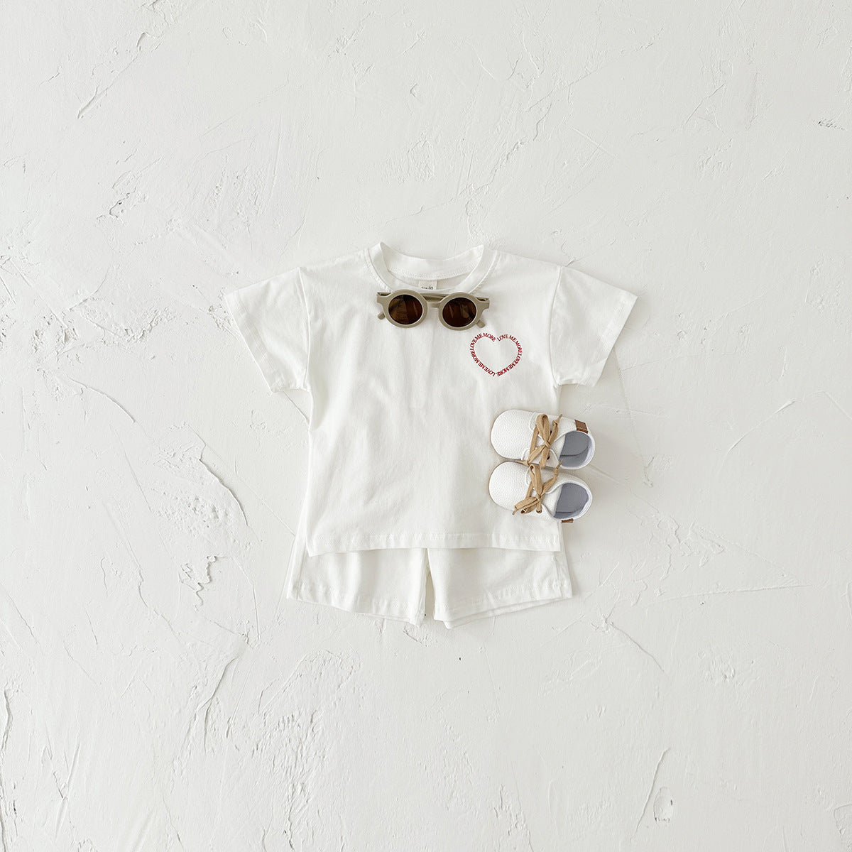 Heart Print Short-Sleeve Baby Two-Piece Set
