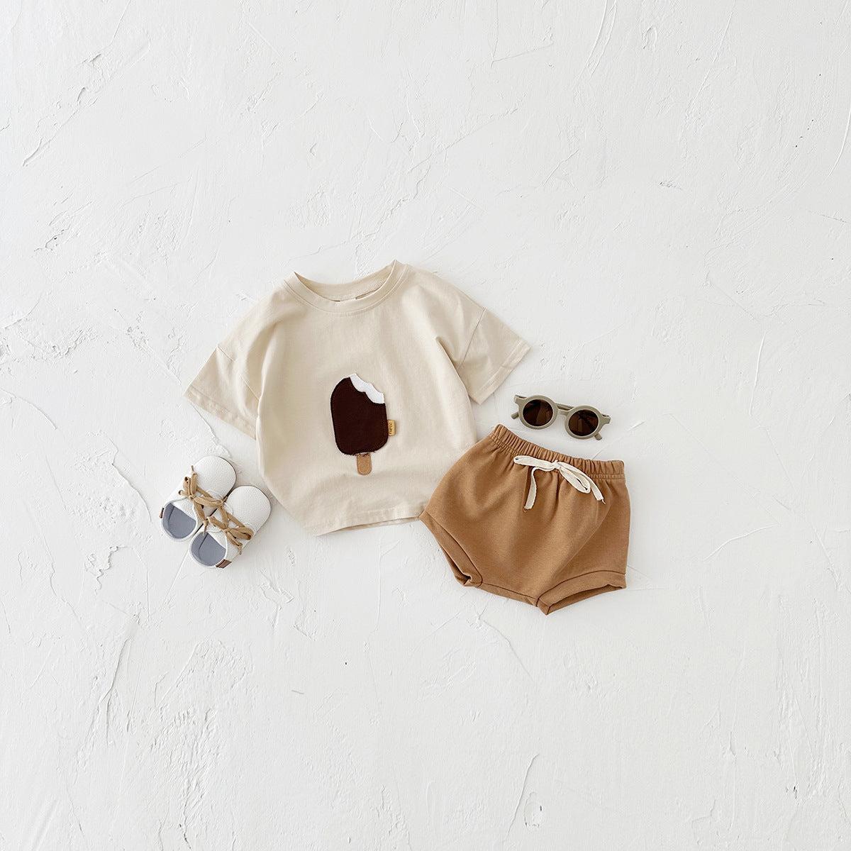 Girls' Casual Ice Cream Patch Shorts Set