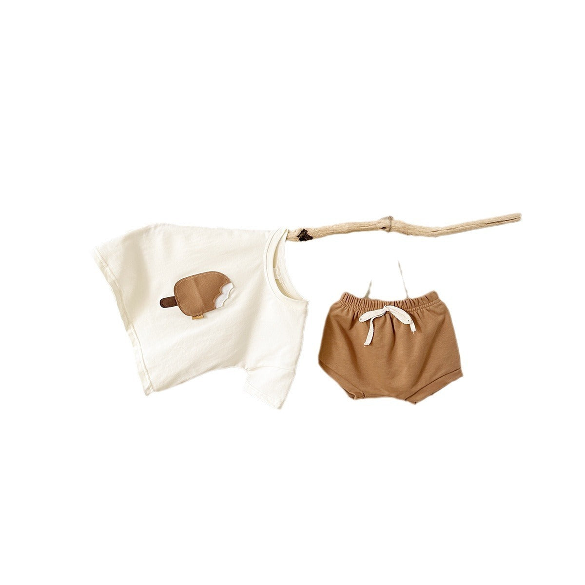 Girls' Casual Ice Cream Patch Shorts Set