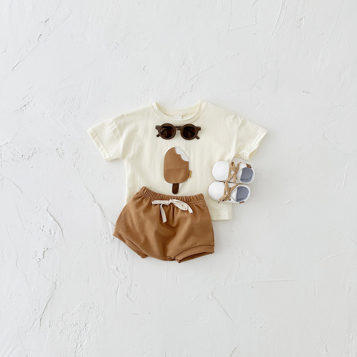 Girls' Casual Ice Cream Patch Shorts Set