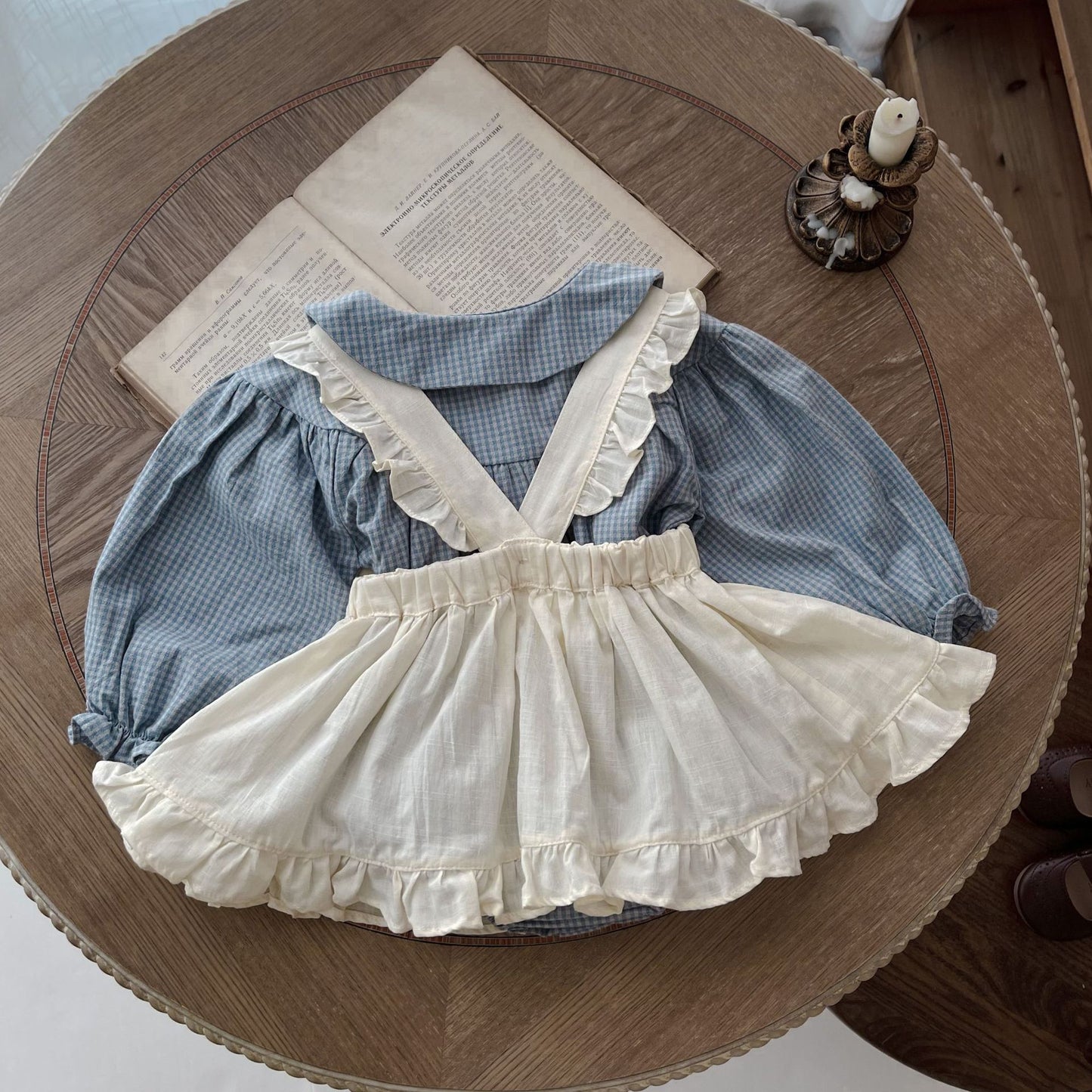 Infant Plaid Romper & Overskirt Set