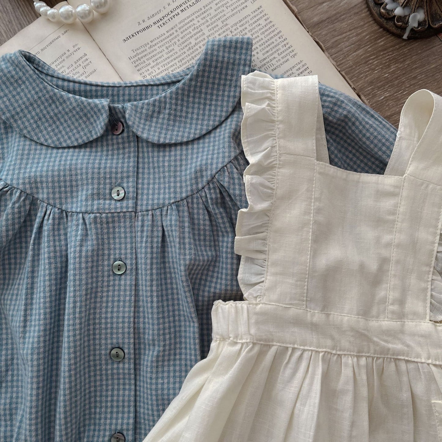 Infant Plaid Romper & Overskirt Set