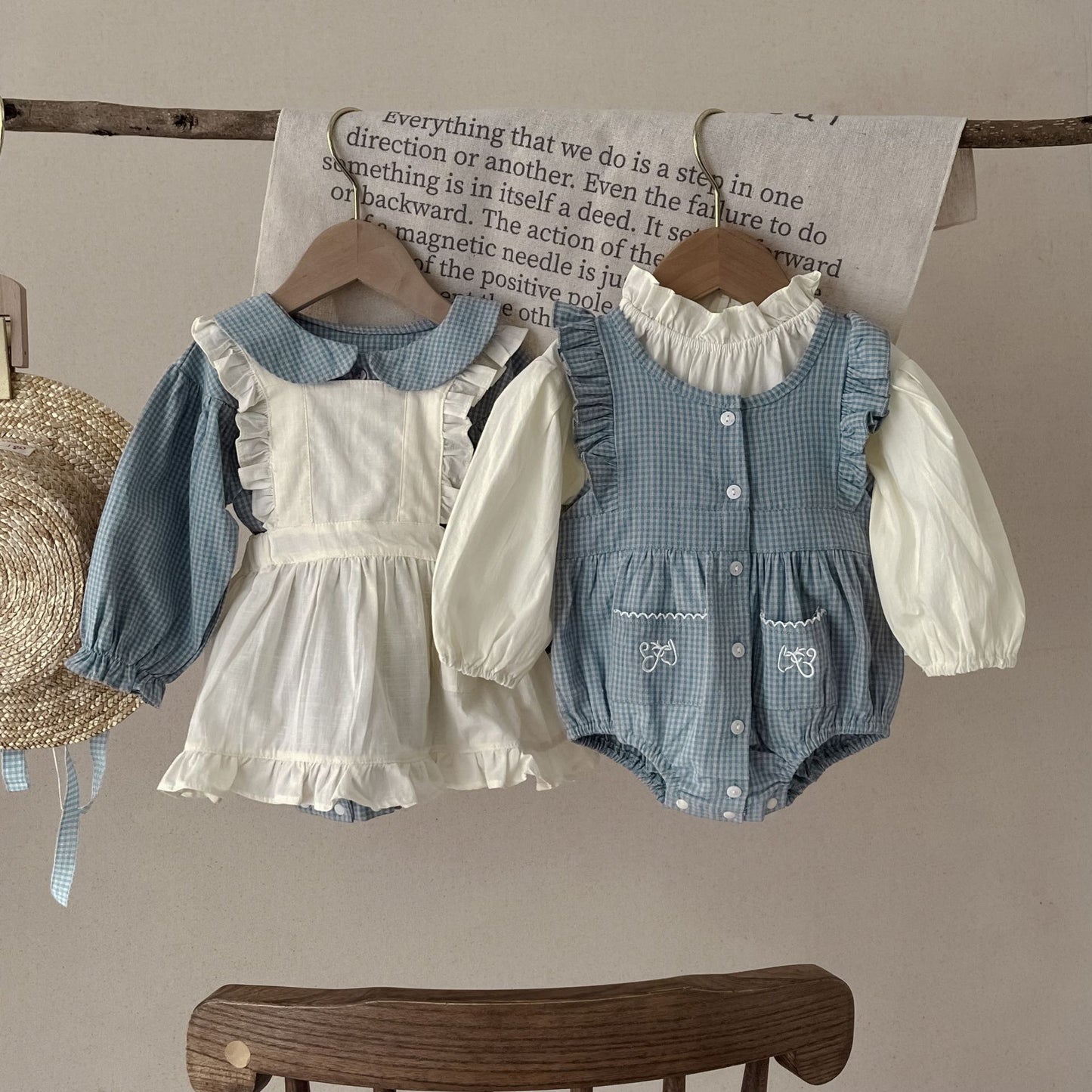 Infant Plaid Romper & Overskirt Set