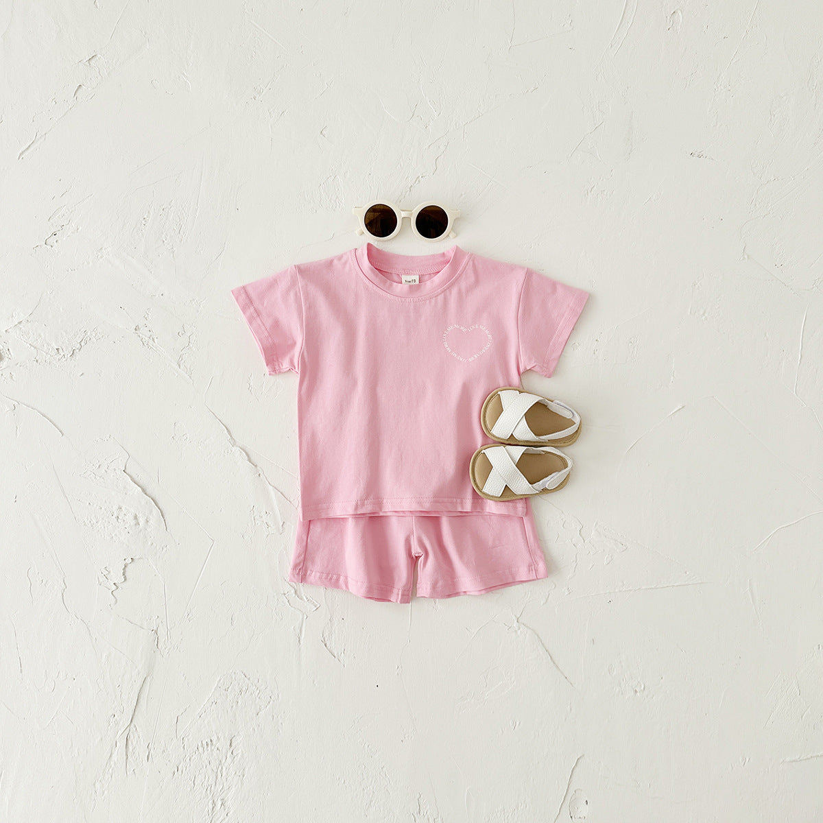 Heart Print Short-Sleeve Baby Two-Piece Set