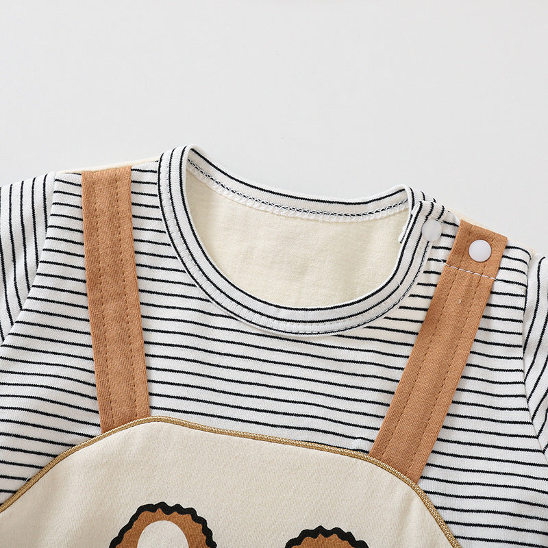 Cartoon Bear Print Short-Sleeve Baby Romper