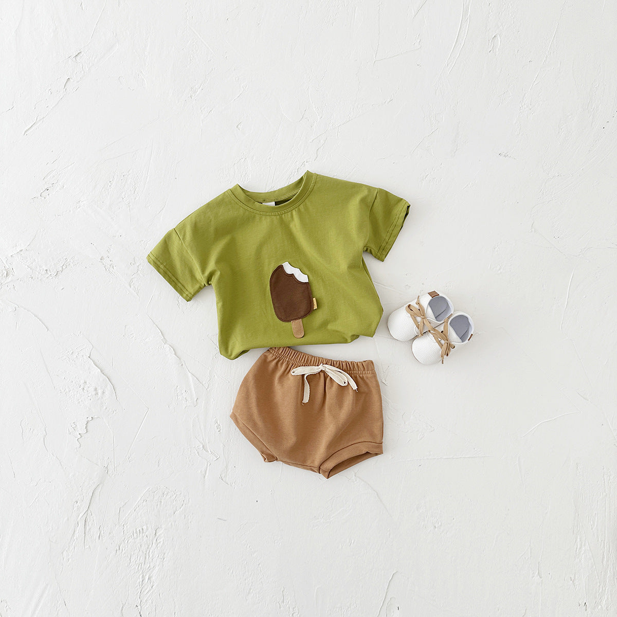 Girls' Casual Ice Cream Patch Shorts Set