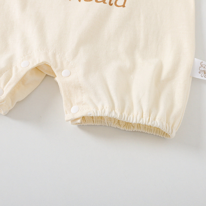 Cartoon Bear Print Short-Sleeve Baby Romper