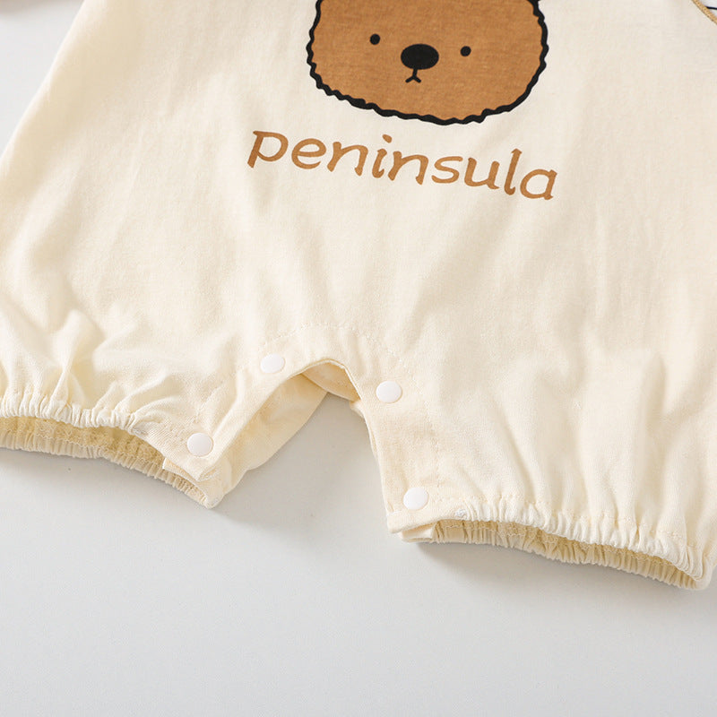 Cartoon Bear Print Short-Sleeve Baby Romper